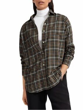Everlane Plaid Button-Down Shirt - Black, Brown, Gray